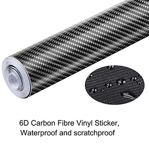 C100AE 6D Vinilo Fibra de Carbono Adhesiva, Vehículos Película Pegatina Decoración Autoadhesiva A Prueba de Agua Libre de Burbuja, DIY Decoración para Coche Motocicleta PC Muebles, 300cm*30cm