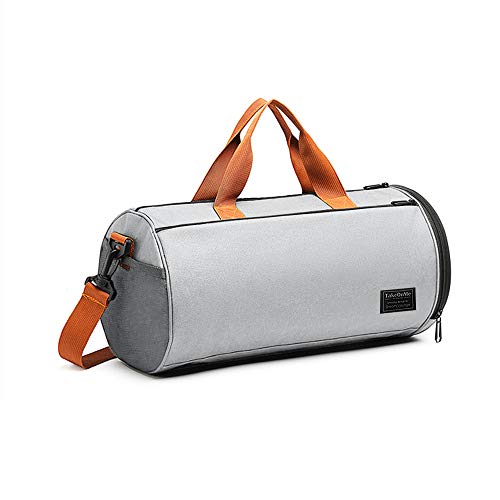 C100AE Bolsa Deporte y Viaje para Mujer y Hombre, Bolsa de Viaje Bolsa de Gimnasio con Compartimento para Zapatos y Ropa Mojada, Multiuso como Plegable Bolsa de Hombro Weekend (Gris Claro)