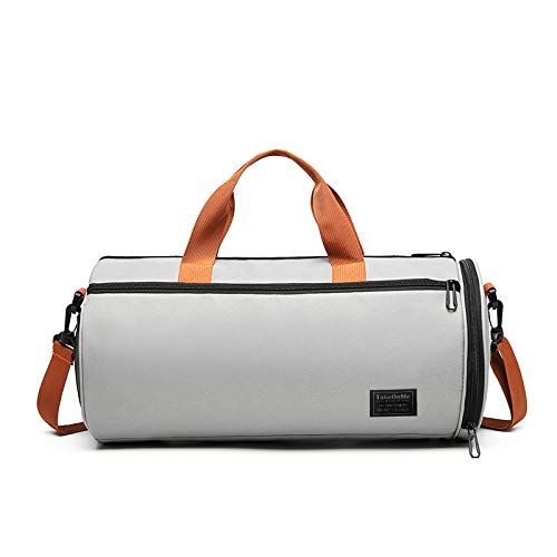 C100AE Bolsa Deporte y Viaje para Mujer y Hombre, Bolsa de Viaje Bolsa de Gimnasio con Compartimento para Zapatos y Ropa Mojada, Multiuso como Plegable Bolsa de Hombro Weekend (Gris Claro)