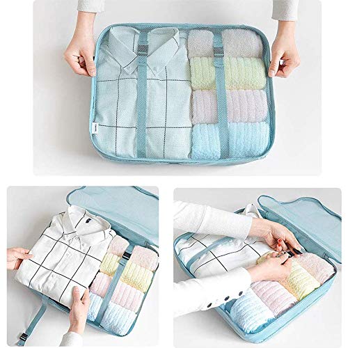 C100AE Set Organizador de Equipaje, 8 en 1 Organizadores de Viaje para Maletas, Cubos de Embalaje, Organizador de Maleta Bolsa para Ropa, con Bolsa de Zapatos, Bolsa de Cosméticos (Azul Oscuro) C100AE Set Organizador de Equipaje, 8 en 1 Organizadores de Viaje para Maletas, Cubos de Embalaje, Organizador de Maleta Bolsa para Ropa, con Bolsa de Zapatos, Bolsa de Cosméticos (Azul Oscuro)