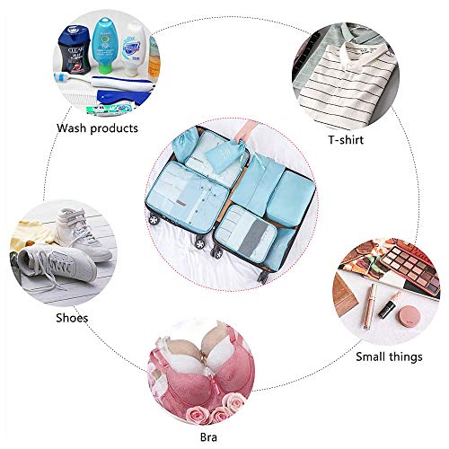 C100AE Set Organizador de Equipaje, 8 en 1 Organizadores de Viaje para Maletas, Cubos de Embalaje, Organizador de Maleta Bolsa para Ropa, con Bolsa de Zapatos, Bolsa de Cosméticos (Azul Oscuro) C100AE Set Organizador de Equipaje, 8 en 1 Organizadores de Viaje para Maletas, Cubos de Embalaje, Organizador de Maleta Bolsa para Ropa, con Bolsa de Zapatos, Bolsa de Cosméticos (Azul Oscuro)