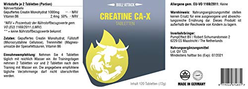 CA-X CREA NEGRO MÁXIMO | 120 Tabletas Vegan | Creatina Alcalina (Kre-Alkalyn) | Creatina Alcalina optimizada con Vitamina B6 | Construcción de músculos - construcción de masa