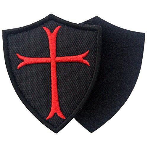 Caballeros Templarios Escudo cruzado Militar Moral Broche Bordado de Gancho y Parche de Gancho y bucle de cierre Caballeros Templarios Escudo cruzado Militar Moral Broche Bordado de Gancho y Parche de Gancho y bucle de cierre