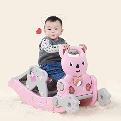 Caballo Mecedora Rocking Horse Kids Doble Dos en un Coche de Regalo de cumpleaños Un año de Edad bebé bebé de Doble Uso Trojan Bebé (Color: Rosa) Rutina de Ejercicio (Color : Pink)