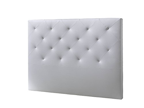 Cabezal tapizado Rombo 150X115 Blanco, Acolchado con Espuma, 8 cm de Grosor, Incluye herrajes para Colgar