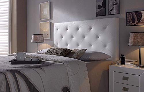 Cabezal tapizado Rombo 150X115 Blanco, Acolchado con Espuma, 8 cm de Grosor, Incluye herrajes para Colgar Cabezal tapizado Rombo 150X115 Blanco, Acolchado con Espuma, 8 cm de Grosor, Incluye herrajes para Colgar