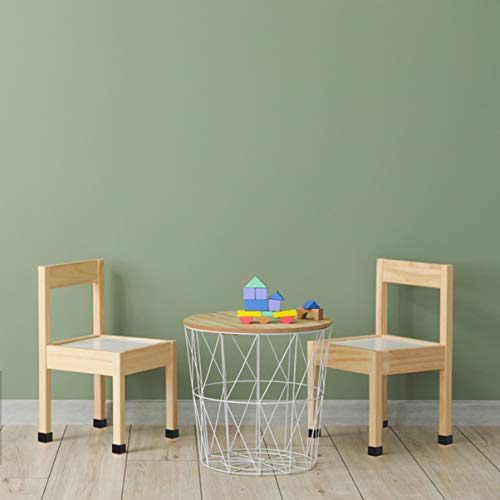 Cabilock - Lote de 20 protectores de suelo para silla, cuadrados, patas de silicona, mesa, muebles, patas de madera, protector (negro)
