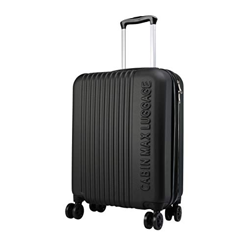 Cabin Max Velocity - Maleta para Equipaje de Cabina Ligera | Trolley de ABS con Ruedas de 55 x 40 x 20 cm Extensible a 55 x 40 x 25 cm Aprobado para Vuelo en Ryanair, EasyJet, BA (Classic Black)