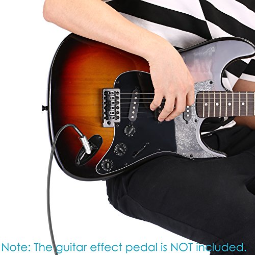 Cable de guitarra Neewer®, 2 m, duradero con conector estándar de 0,6 cm a ángulo recto, protección de goma extraflexible y conectores de metal sólido para una excelente transmisión de sonido (negro)