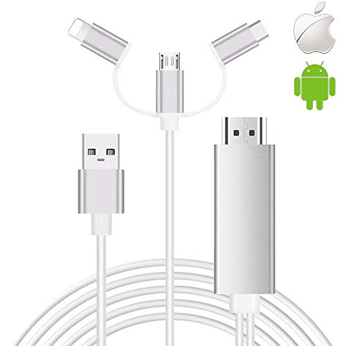 Cable de teléfono Inteligente a HDMI, SwiftLand 3 en 1 USB Tipo C Flash a HDMI HDTV Adaptador de Cable 1080p Adaptador AV Digital Cable Espejo Cable de teléfono Inteligente a HDMI, SwiftLand 3 en 1 USB Tipo C Flash a HDMI HDTV Adaptador de Cable 1080p Adaptador AV Digital Cable Espejo