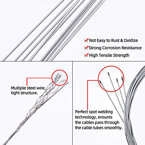 Cable Freno Bicicleta, Universal Cable Cambio Bicicleta Montaña 2m con Terminales y Donuts, 2 Set Cables Cambio MTB y Cables de Freno Bicicleta para Montaña Cable Freno Bicicleta, Universal Cable Cambio Bicicleta Montaña 2m con Terminales y Donuts, 2 Set Cables Cambio MTB y Cables de Freno Bicicleta para Montaña