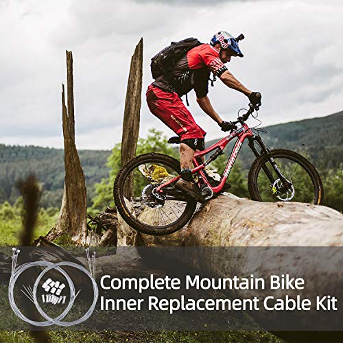 Cable Freno Bicicleta, Universal Cable Cambio Bicicleta Montaña 2m con Terminales y Donuts, 2 Set Cables Cambio MTB y Cables de Freno Bicicleta para Montaña Cable Freno Bicicleta, Universal Cable Cambio Bicicleta Montaña 2m con Terminales y Donuts, 2 Set Cables Cambio MTB y Cables de Freno Bicicleta para Montaña