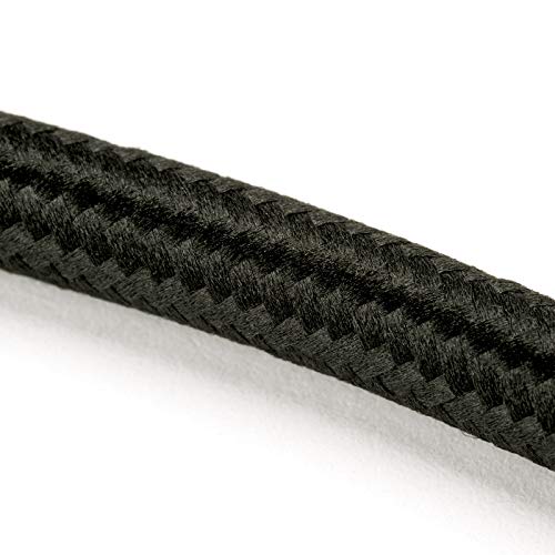 Cable textil revestido de plástico, cable de alimentación / 3 hilos 3 x 0,75 mm² con conductor de tierra, accesorios de lámpara (5 m), color negro