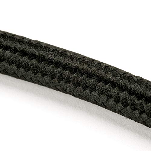 Cable textil revestido de plástico, cable de alimentación / 3 hilos 3 x 0,75 mm² con conductor de tierra, accesorios de lámpara (5 m), color negro Cable textil revestido de plástico, cable de alimentación / 3 hilos 3 x 0,75 mm² con conductor de tierra, accesorios de lámpara (5 m), color negro