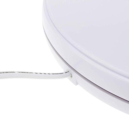Cablematic – Base giratoria eléctrica, 250 mm de diámetro, 29 mm de Altura, Color Blanco con iluminación LED