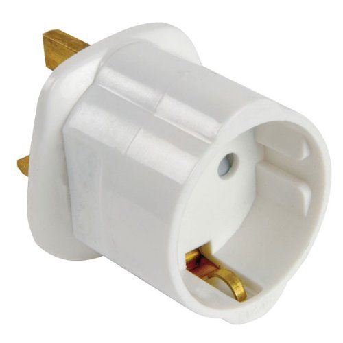 CABLEPELADO Adaptador de Enchufe de Europeo a Enchufe UK (1x, Blanco) CABLEPELADO Adaptador de Enchufe de Europeo a Enchufe UK (1x, Blanco)