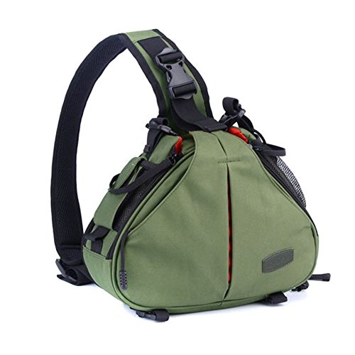 Caden K1 - Mochila bandolera impermeable para cámaras réflex digitales Canon y Nikon, diseño triangular, Verde Caden K1 - Mochila bandolera impermeable para cámaras réflex digitales Canon y Nikon, diseño triangular, Verde