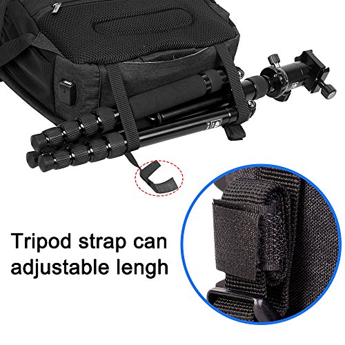 CADeN Mochila Camara Reflex - con Cubierta para Lluvia y Puerto USB Puede acomodar 2 cámaras 5 Lentes 1 trípode y Otros Accesorios fotográficas para Canon Nikon Sony CADeN Mochila Camara Reflex - con Cubierta para Lluvia y Puerto USB Puede acomodar 2 cámaras 5 Lentes 1 trípode y Otros Accesorios fotográficas para Canon Nikon Sony
