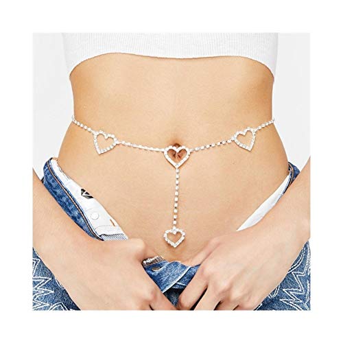 Cadena Corporal Regalo del Partido del Rhinestone de la Manera del corazón de la Cintura Correa de Cadena Femenina de la Cadena Abdomen Cinturón de Cadena (Color : Silver Plated) Cadena Corporal Regalo del Partido del Rhinestone de la Manera del corazón de la Cintura Correa de Cadena Femenina de la Cadena Abdomen Cinturón de Cadena (Color : Silver Plated)