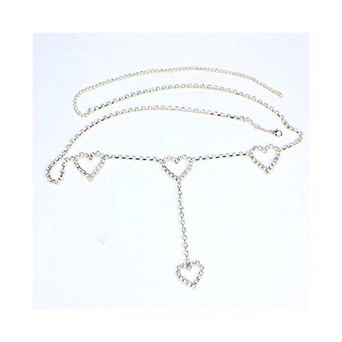 Cadena Corporal Regalo del Partido del Rhinestone de la Manera del corazón de la Cintura Correa de Cadena Femenina de la Cadena Abdomen Cinturón de Cadena (Color : Silver Plated) Cadena Corporal Regalo del Partido del Rhinestone de la Manera del corazón de la Cintura Correa de Cadena Femenina de la Cadena Abdomen Cinturón de Cadena (Color : Silver Plated)