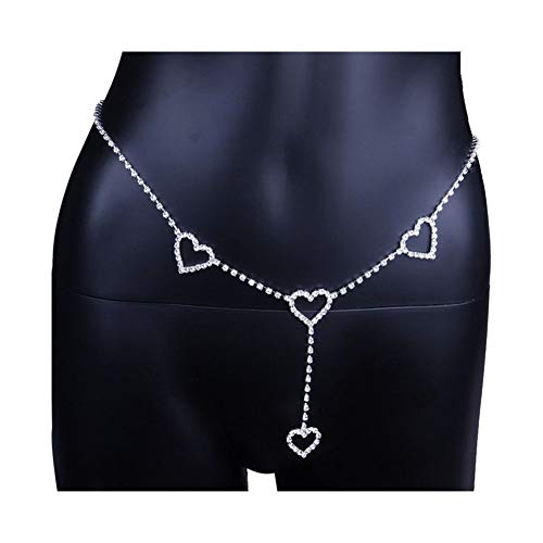 Cadena Corporal Regalo del Partido del Rhinestone de la Manera del corazón de la Cintura Correa de Cadena Femenina de la Cadena Abdomen Cinturón de Cadena (Color : Silver Plated) Cadena Corporal Regalo del Partido del Rhinestone de la Manera del corazón de la Cintura Correa de Cadena Femenina de la Cadena Abdomen Cinturón de Cadena (Color : Silver Plated)