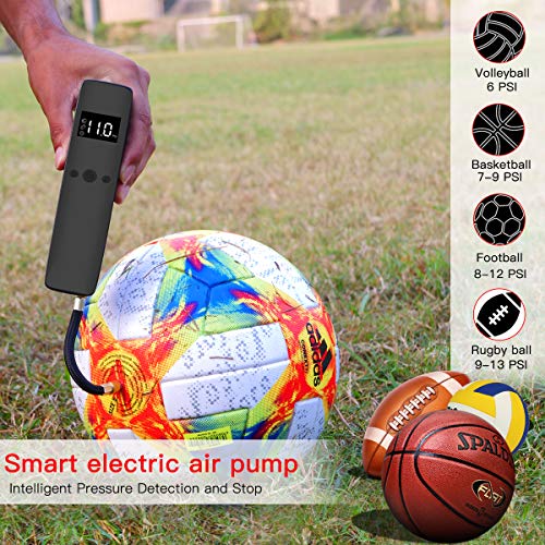 Cadrim Bomba de Bola Eléctrica, Inflador de Bola Inteligente e Inflación de Aire de Mano con 2 Agujas y 1 Boquilla para Balón Deporte Fútbol, Baloncesto, Fútbol, Voleibol, Rugby