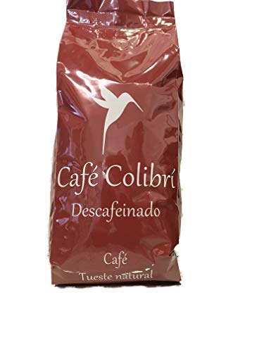 Café en Grano Natural Descafeinado , Mezcla especial de Arábigas y Robustas seleccionados (Tostado artesanal) (1kg) Café Colibrí, Gourmet, Origen Brasil, Colombia, India y Uganda