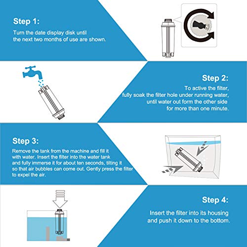 Cafetera Automática Filtro para DeLonghi DLSC002, DeLonghi Filtro de Agua Cartuchosde Carbón Activado para De'Longhi ECAM ESAM ETAM BCO, Paquete de 4