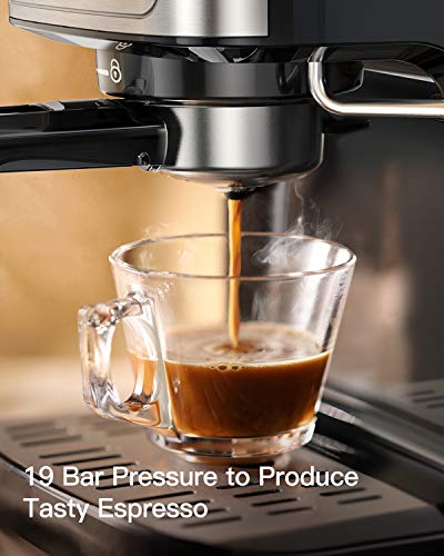 Cafetera Espresso Sboly, Cafetera 2 en 1 para Nespresso Compatible con Café Molido y en Cápsulas, Máquina de Espresso de 19 Bares con Tanque de Agua Removible y Boquilla de Vapor