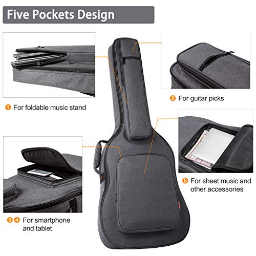 CAHAYA Funda de Guitarra Universal [Última Versión Reforzada] Bolsa Guitarra Acolchada 18mm con 5 Bolsillos para Guitarra Acústica Clásica