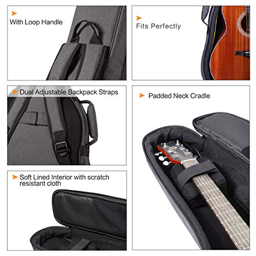 CAHAYA Funda de Guitarra Universal [Última Versión Reforzada] Bolsa Guitarra Acolchada 18mm con 5 Bolsillos para Guitarra Acústica Clásica