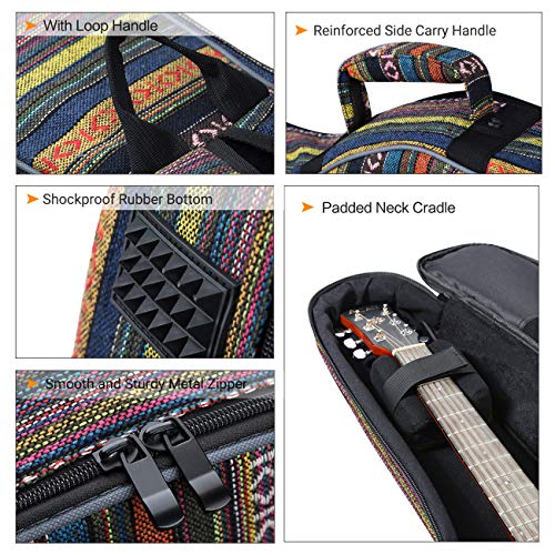 CAHAYA Funda para Guitarra Estilo Bohemia Bolsa Guitarra Clasica Acústica Acolchada de 15,6mm con 3 Bolsillos para Guitarra de 40 41 42 Pulgadas CAHAYA Funda para Guitarra Estilo Bohemia Bolsa Guitarra Clasica Acústica Acolchada de 15,6mm con 3 Bolsillos para Guitarra de 40 41 42 Pulgadas