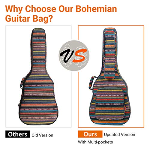 CAHAYA Funda para Guitarra Estilo Bohemia Bolsa Guitarra Clasica Acústica Acolchada de 15,6mm con 3 Bolsillos para Guitarra de 40 41 42 Pulgadas CAHAYA Funda para Guitarra Estilo Bohemia Bolsa Guitarra Clasica Acústica Acolchada de 15,6mm con 3 Bolsillos para Guitarra de 40 41 42 Pulgadas