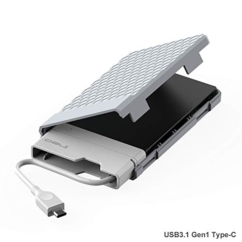 Caja con USB 3.1 Gen1 Tipo C para Disco Duro Externo 2.5'' - ElecGear USB-C Carcasa para SATA III HDD y SSD, Optimizado para SSD, SuperSpeed Hard Drive Enclosure, UASP, Cable Integrado Caja con USB 3.1 Gen1 Tipo C para Disco Duro Externo 2.5'' - ElecGear USB-C Carcasa para SATA III HDD y SSD, Optimizado para SSD, SuperSpeed Hard Drive Enclosure, UASP, Cable Integrado