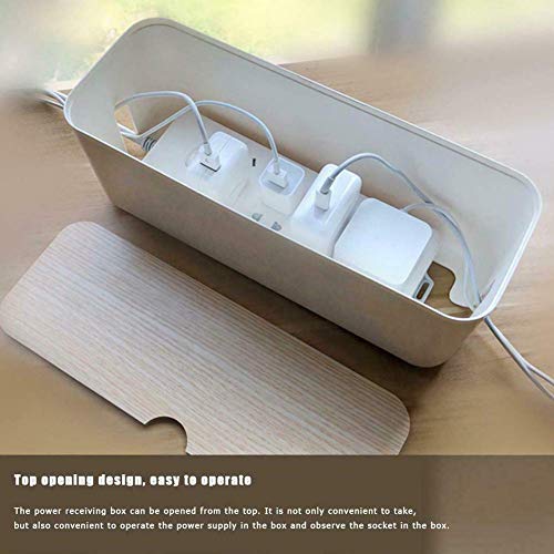 Caja de almacenamiento para cables, forma rectangular, caja para organización de cables de escritorio, antipolvo, caja organizadora de cables ideal para el hogar, blanco