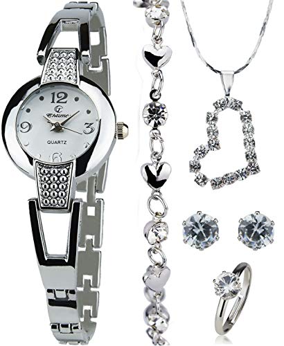 Caja de Regalo Reloj Mujer - Juegos de Joyas- Collar-Anillo- Pendientes