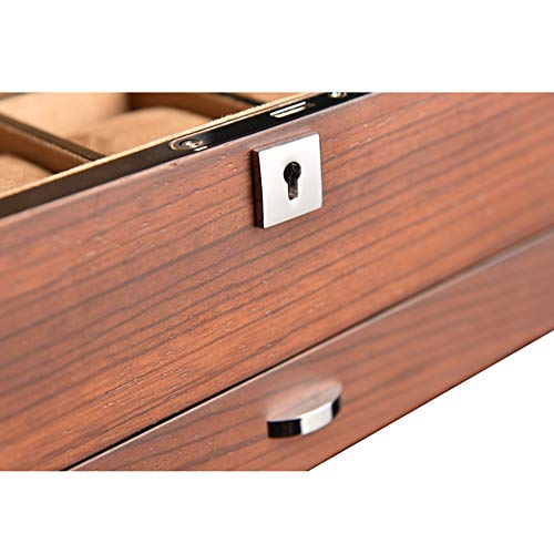 Caja de reloj de madera Caja de almacenamiento integrada para reloj de joyería Caja de reloj de madera retro europea 10 mesas Cojín de mesa extraíble con cerradura (interior de cuero amarillo / inte Caja de reloj de madera Caja de almacenamiento integrada para reloj de joyería Caja de reloj de madera retro europea 10 mesas Cojín de mesa extraíble con cerradura (interior de cuero amarillo / inte
