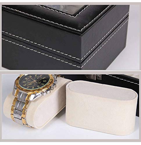 Caja De Reloj, Estuche para Relojes Mirar Soporte De Exhibición Caja De Almacenamiento Tapa De Cristal Cuero Metal Seguro Cerradura Organizador De Joyas para Hombres Y Mujeres Elegante D-3