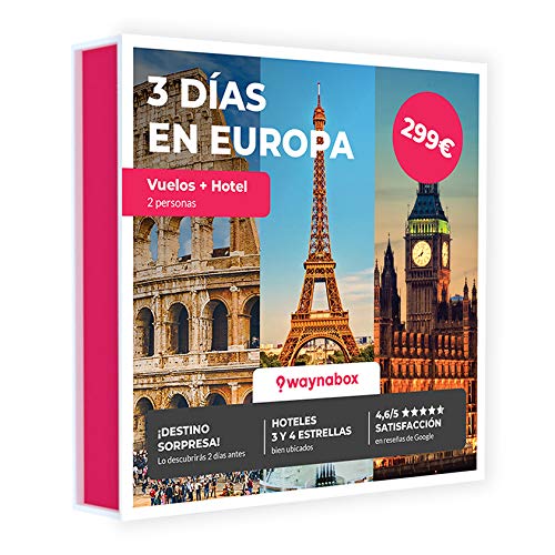 Caja Regalo - Viaje Sorpresa para Dos - Vuelos + 2 Noches en una Ciudad Europea - El Mejor Cofre de experiencias para Regalar