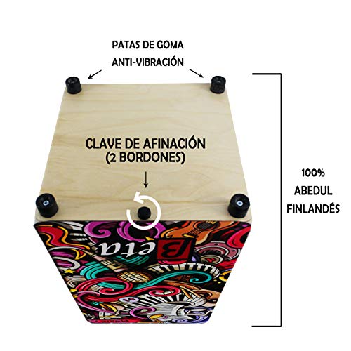 Cajón Flamenco Beta mod. MUSIC | Caja de percusión flamenca semi-profesional de abedul [AFINACIÓN DIRECTA] (color Natural)