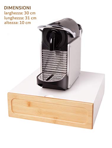 Cajón porta cápsulas Nespresso Dolce Gusto – Contenedor de madera de pino y bambú para accesorios de café – Ideal para casa y oficina (Blanco)