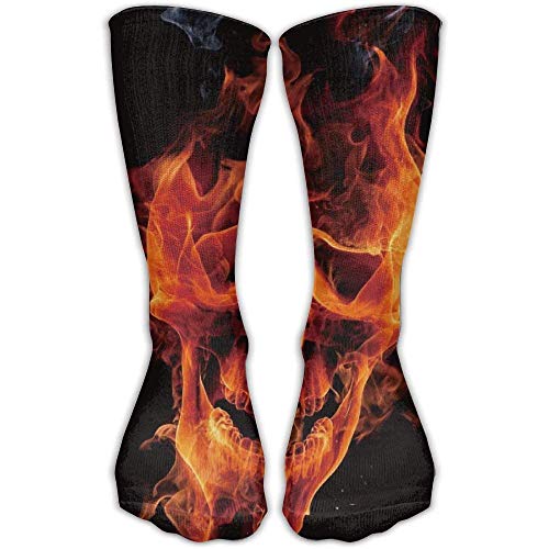 Calcetín de invierno personalizado fresco caliente de la tripulación de la llama del fuego de la novedad de la mujer Fitness hasta la rodilla