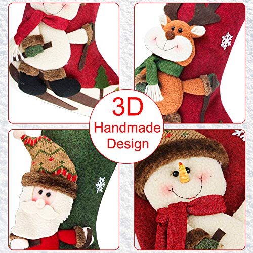 Calcetín de navidad 3 pcs,Medias de regalo de saco de Navidad para la decoración del árbol ,Adorno de Navidad Bolsa de dulces , Calcetín de decoración navideña Para llenar y colgar (46 * 25 cm)