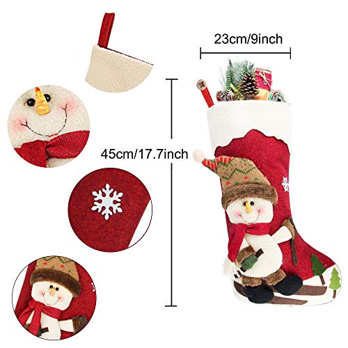 Calcetín de navidad 3 pcs,Medias de regalo de saco de Navidad para la decoración del árbol ,Adorno de Navidad Bolsa de dulces , Calcetín de decoración navideña Para llenar y colgar (46 * 25 cm)