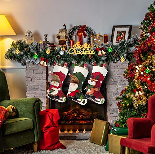 Calcetín de navidad 3 pcs,Medias de regalo de saco de Navidad para la decoración del árbol ,Adorno de Navidad Bolsa de dulces , Calcetín de decoración navideña Para llenar y colgar (46 * 25 cm)