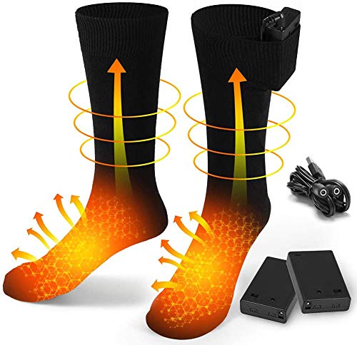 Calcetines calefactables eléctricos para hombres y mujeres, calcetines de invierno de algodón, calcetines calefactables para deportes al aire libre, pesca, ciclismo, motociclismo