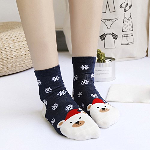 Calcetines de Navidad con Dibujos Animados de Fox Copos de Nieve adecuados para Hombres y Mujeres riou