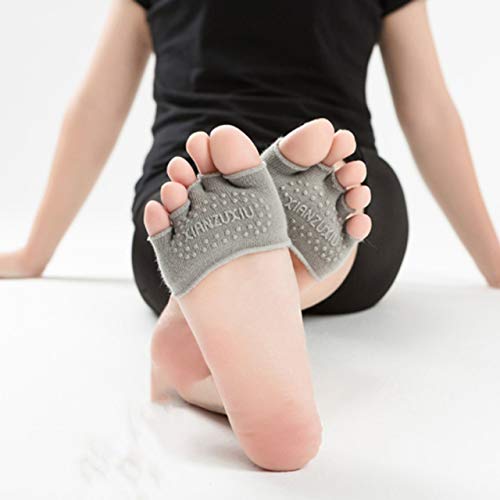 Calcetines de yoga de media palma de cinco dedos Calcetines de algodón femeninos Juego de almohadillas de media yarda Calcetines antideslizantes absorbentes de sudor Calcetines de verano (gris) ESjasn Calcetines de yoga de media palma de cinco dedos Calcetines de algodón femeninos Juego de almohadillas de media yarda Calcetines antideslizantes absorbentes de sudor Calcetines de verano (gris) ESjasn