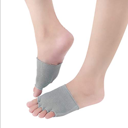 Calcetines de yoga de media palma de cinco dedos Calcetines de algodón femeninos Juego de almohadillas de media yarda Calcetines antideslizantes absorbentes de sudor Calcetines de verano (gris) ESjasn