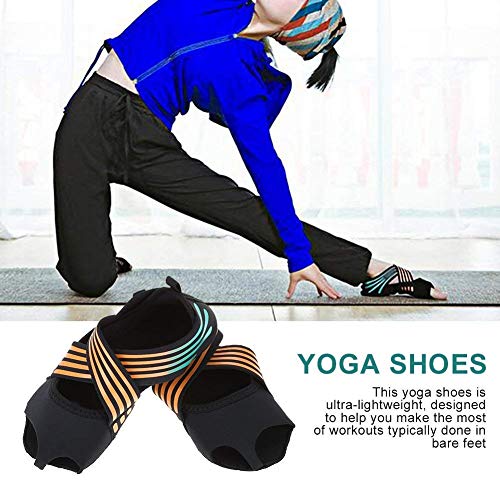 Calcetines de Yoga Mujeres Dedos Antideslizante Pilates Barre Envoltura Suave Zapatos de Entrenamiento de Baile Naranja para Pilates y Yoga(M（37-38）)